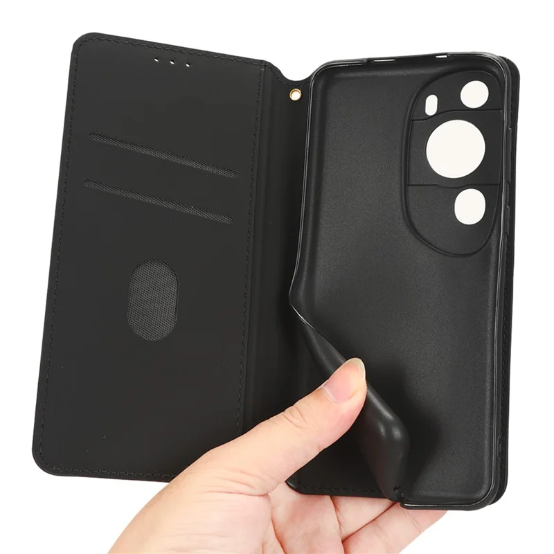 Phone Case for Huawei P60 Art Foldable Stand Wallet PU Leather Rhombus Imprinted Cover - Brown