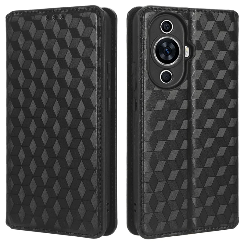Funda de teléfono para Huawei nova 11 / nova 12s 4G / nova 12 Lite 4G Cartera con soporte Antichoque Cuero de PU Estampado de Rombos - Negro