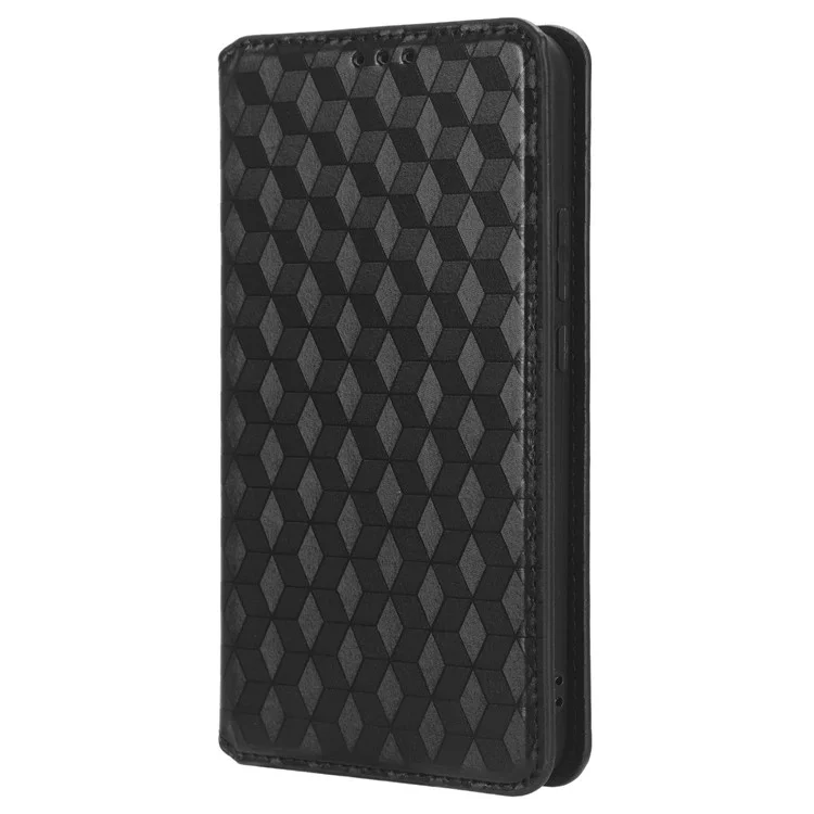 Para Huawei nova 11 Pro / nova 11 Ultra Carteira Capa de Telefone de Couro PU com Padrão Rômbico Gravado - Preto