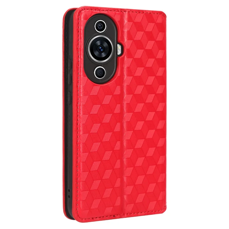 For Huawei nova 11 Pro / nova 11 Ultra Wallet Phone Case PU Leather Rhombus Imprinted Cover with Stand - Red