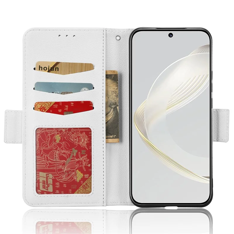 For Huawei nova 11 / nova 12s 4G / nova 12 Lite 4G PU Leather Wallet Case Litchi Texture Stand Phone Cover with Strap - White