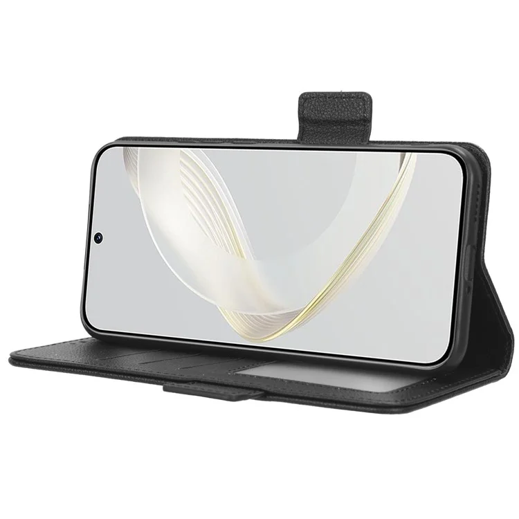 Per Huawei nova 11 Pro / nova 11 Ultra Custodia a portafoglio in pelle PU con texture a litchi e tracolla - Nero