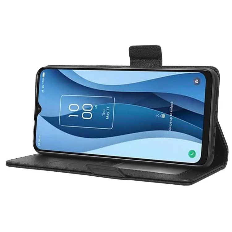 Für TCL 40 XE / 40 X T601D / NxtPaper 5G stoßfeste Brieftasche mit Litchi-Textur PU-Leder Handyhülle mit Gurt - Schwarz