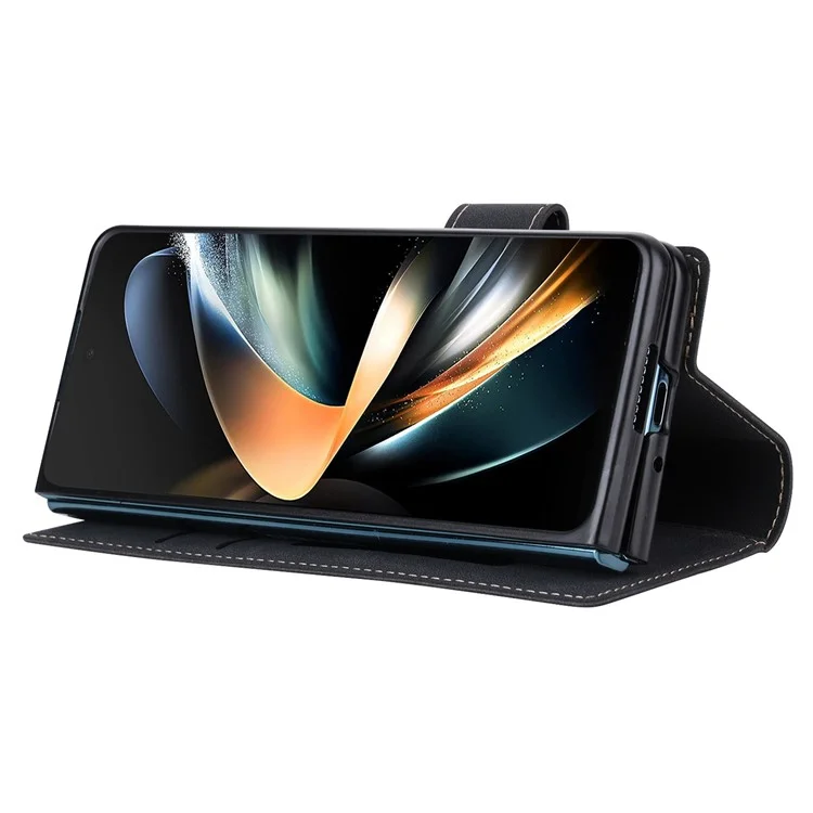 VILI PR Series For Samsung Galaxy Z Fold4 5G Stand Wallet Case Anti-Scratch PU Leather+PC Phone Cover - Black