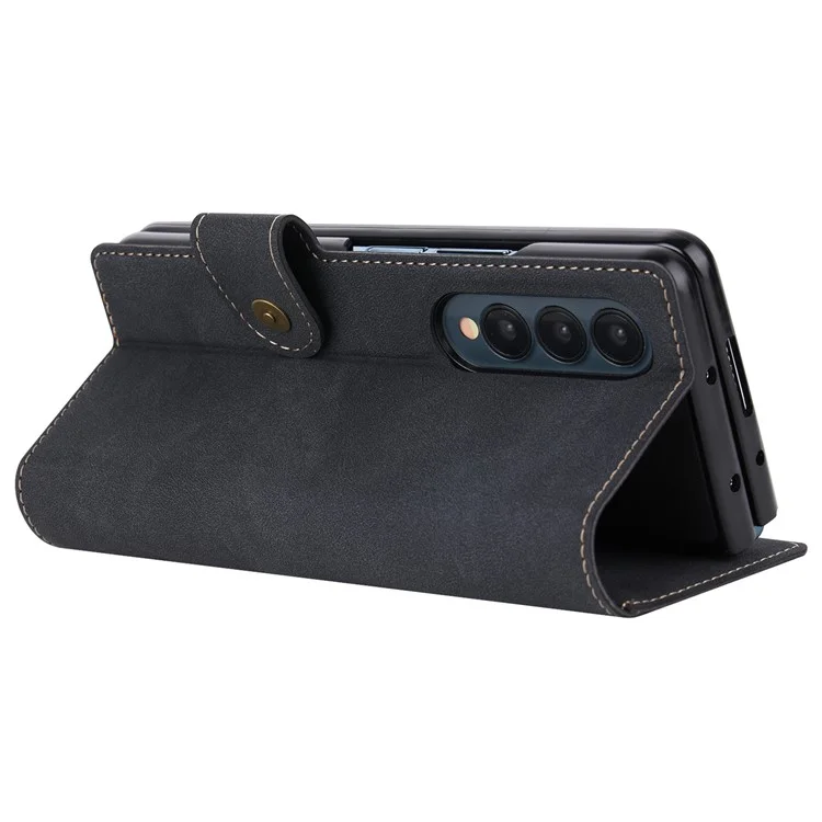 VILI PR Series For Samsung Galaxy Z Fold4 5G Stand Wallet Case Anti-Scratch PU Leather+PC Phone Cover - Black