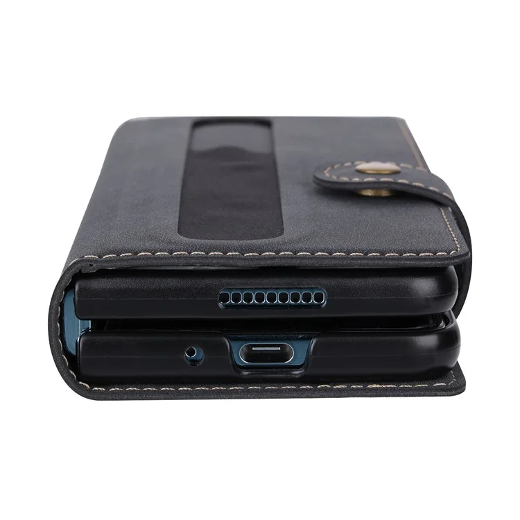 VILI PR Series For Samsung Galaxy Z Fold4 5G Stand Wallet Case Anti-Scratch PU Leather+PC Phone Cover - Black