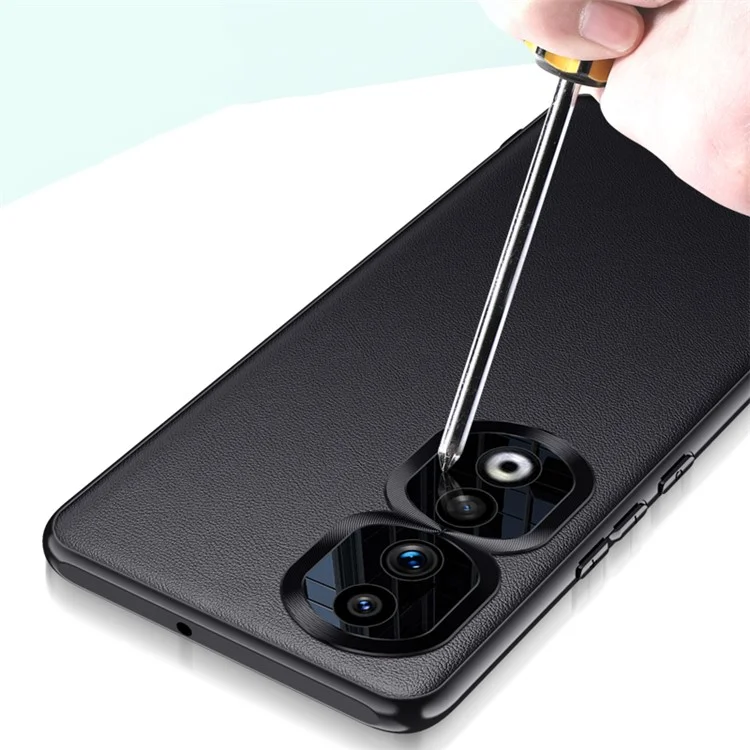 Metal Lens Protection Case for Honor 90 Pro , PU Leather Coated TPU+PC Phone Cover (2nd Gen) - Green