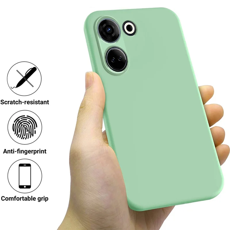 For TECNO Camon 20 Pro 4G Soft Lining Liquid Silicone Phone Case Drop-Proof Back Cover - Green