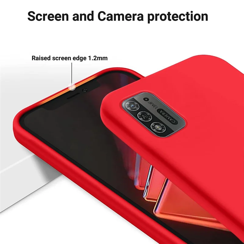 For ZTE Blade A52 Lite 4G Flexible Liquid Silicone Cover Soft Lining Drop-proof Phone Case - Red
