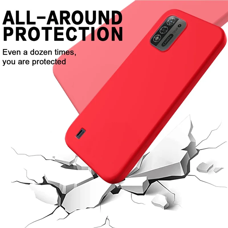 For ZTE Blade A52 Lite 4G Flexible Liquid Silicone Cover Soft Lining Drop-proof Phone Case - Red