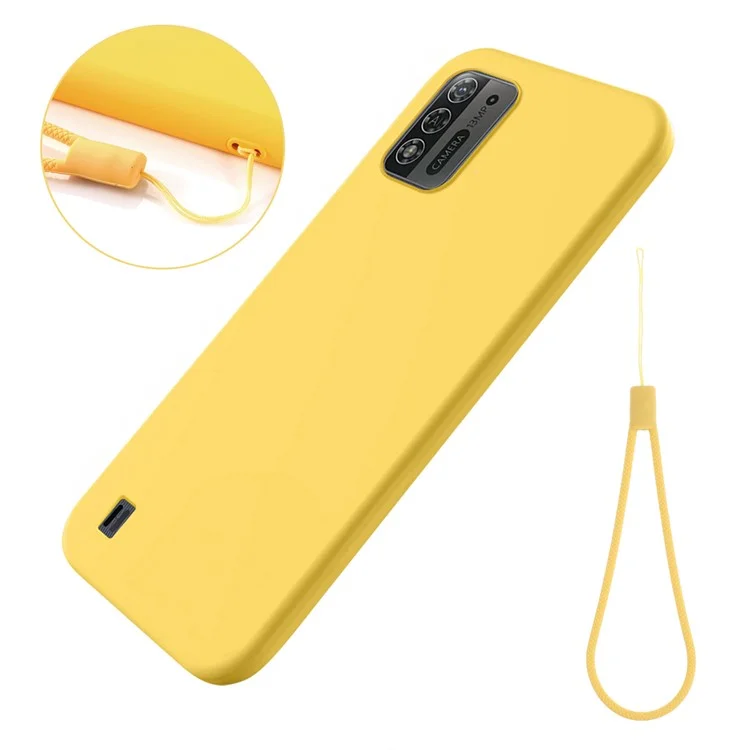 Para ZTE Blade A52 Lite 4G Flexible Liquid Silicone Cover Soft Lining Drop-proof Phone Case - Amarillo