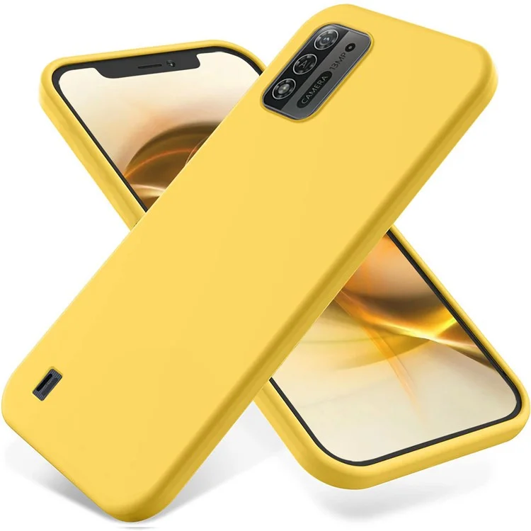 Para ZTE Blade A52 Lite 4G Flexible Liquid Silicone Cover Soft Lining Drop-proof Phone Case - Amarillo