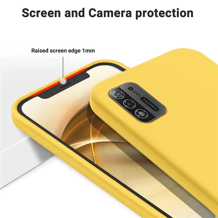 Para ZTE Blade A52 Lite 4G Flexible Liquid Silicone Cover Soft Lining Drop-proof Phone Case - Amarillo