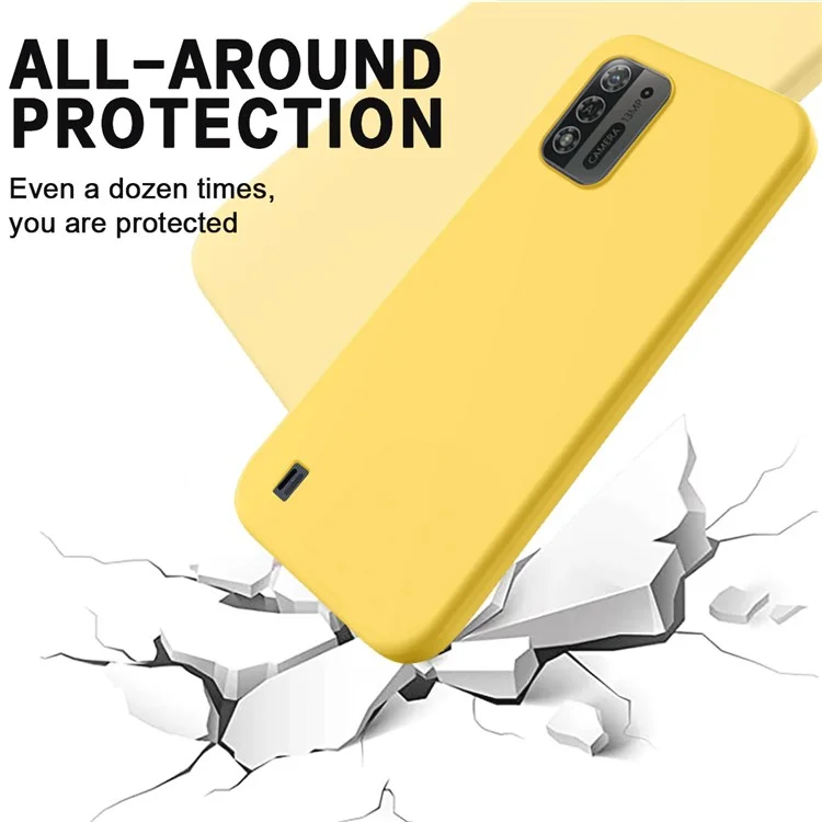 Para ZTE Blade A52 Lite 4G Flexible Liquid Silicone Cover Soft Lining Drop-proof Phone Case - Amarillo