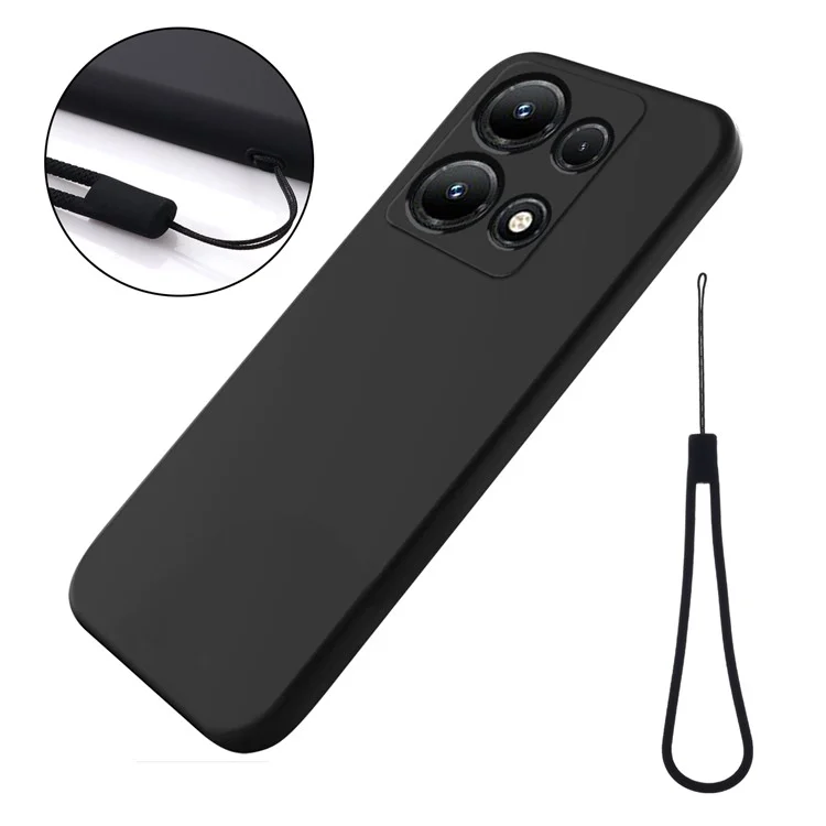 For Infinix Note 30i 4G Liquid Silicone Flexible Phone Case Soft Lining Protective Cover - Black