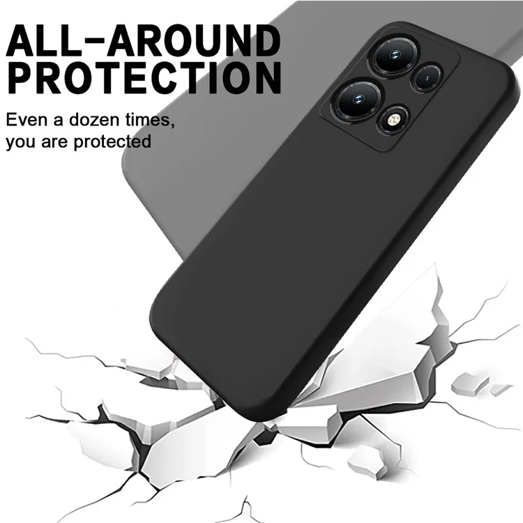 For Infinix Note 30i 4G Liquid Silicone Flexible Phone Case Soft Lining Protective Cover - Black