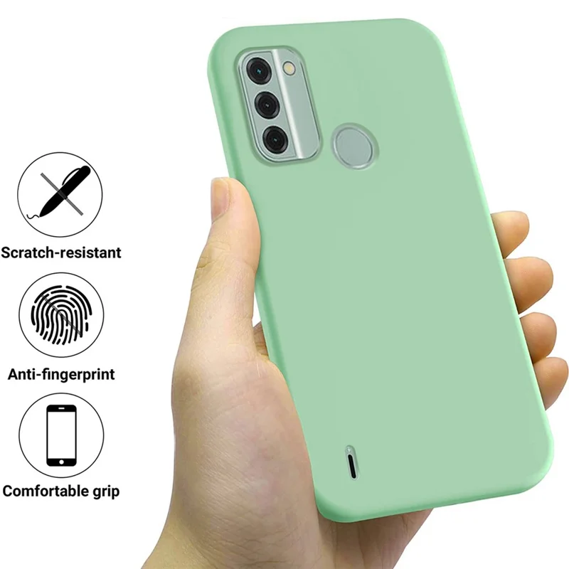 For Nokia C31 4G Liquid Silicone Smooth Back Cover Soft Lining Anti-scratch Phone Case - Green