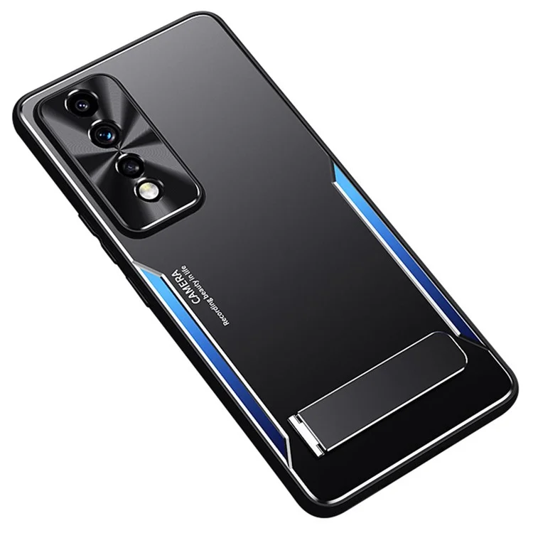 Чехол для телефона For Honor 80 GT 5G с защитой от царапин, TPU + алюминиевый сплав с подставкой - синий