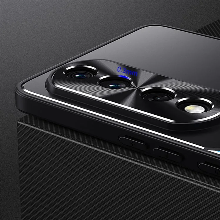 Funda Para Smartphone For Honor 90 Pro Carcasa de TPU + Aleación de Aluminio Antideslizante con Soporte Plegable - Azul