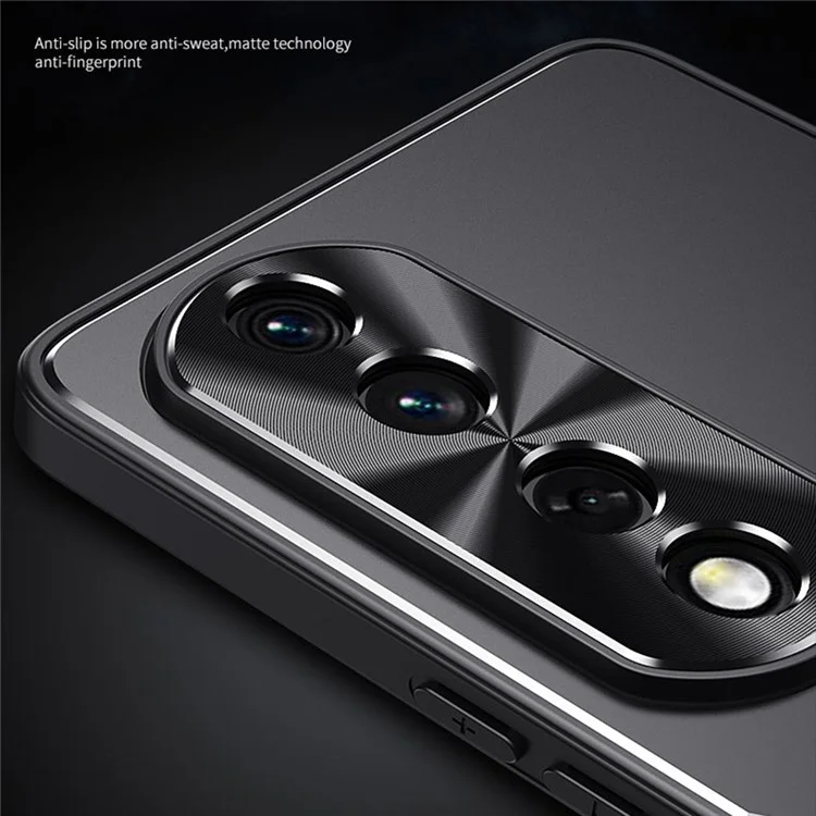 Funda Para Smartphone For Honor 90 Pro Carcasa de TPU + Aleación de Aluminio Antideslizante con Soporte Plegable - Azul