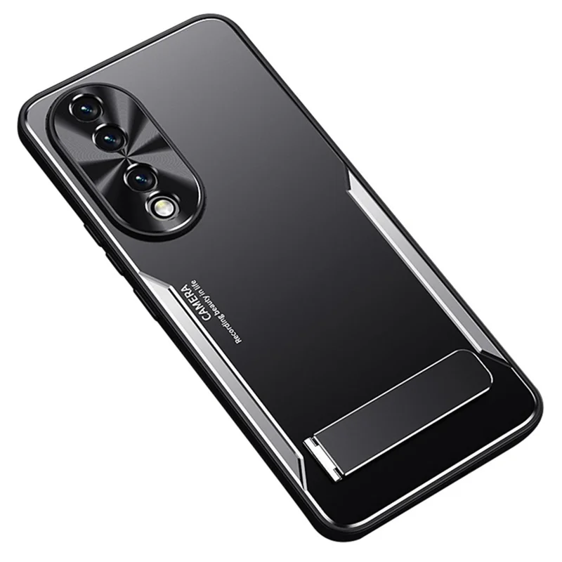 For Honor 90 TPU + Aluminium Alloy Phone Case Anti-drop Kickstand Cell Phone Back Cover - Silver