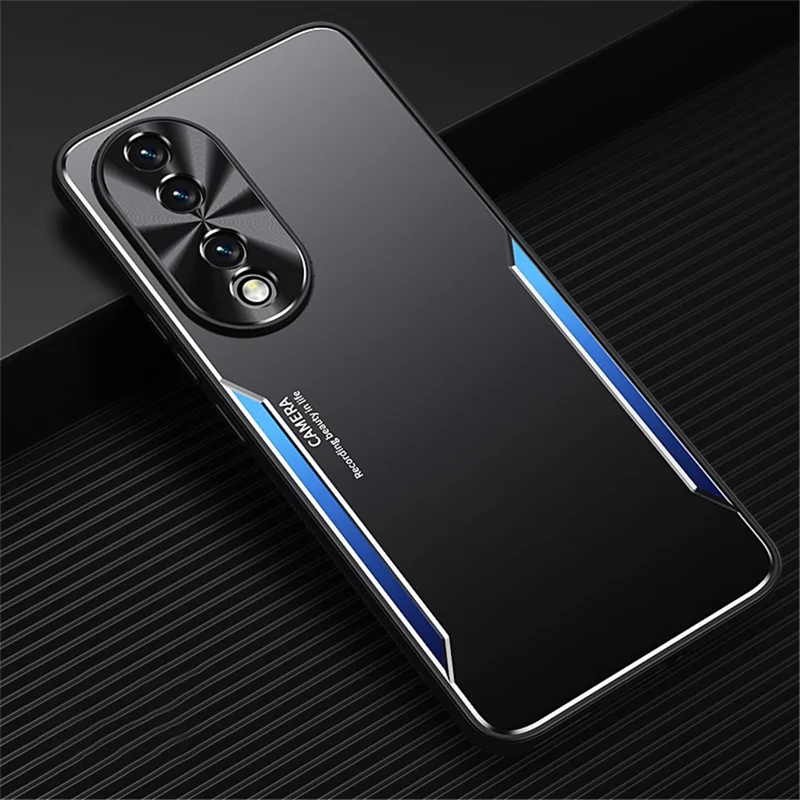 Чехол для телефона Anti-Fingerprint для Honor 90 с защитой от царапин, из алюминиевого сплава + TPU - Синий