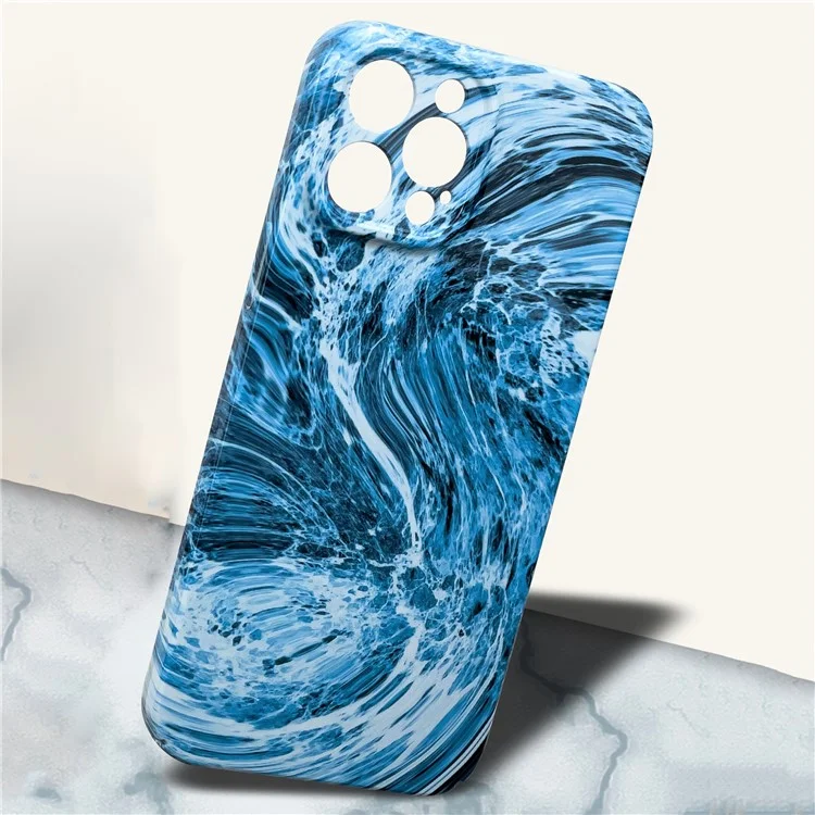 Für iPhone 14 Pro Max Back Protector Marble Pattern Anti-scratch Case Hard PC Phone Cover - Blau
