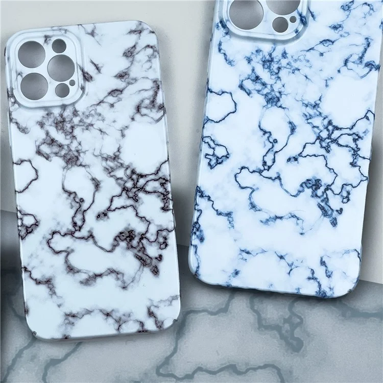 Für iPhone 14 Pro Max Back Protector Marble Pattern Anti-scratch Case Hard PC Phone Cover - Blau