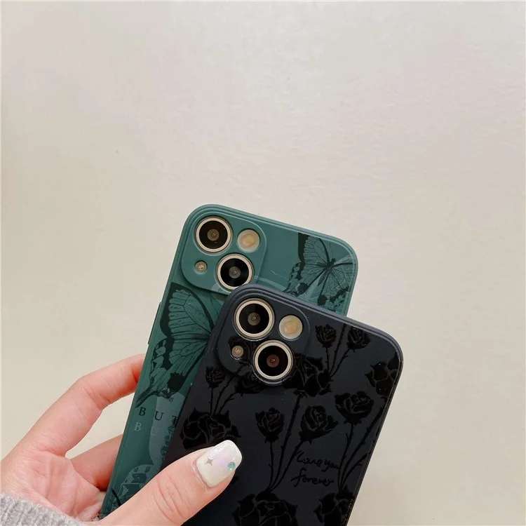 Pour iPhone 13 6.1 pouces Motif d'impression Étui de protection en TPU souple - Rose