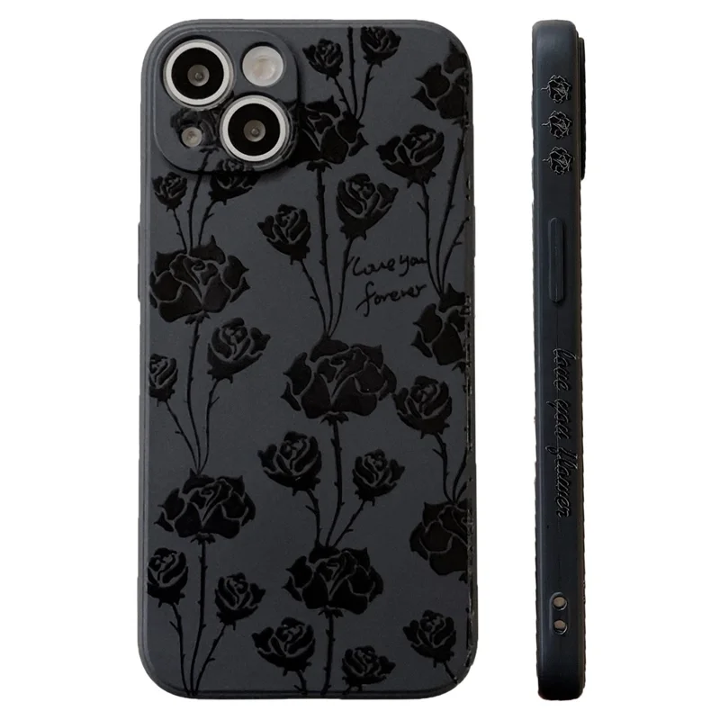 Back Shell for iPhone 14 Phone Case Pattern Printing Soft TPU Protective Cellphone Cover - Rose