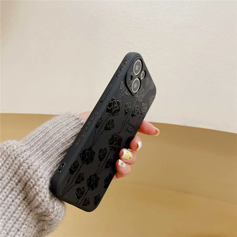 Back Shell for iPhone 14 Phone Case Pattern Printing Soft TPU Protective Cellphone Cover - Rose