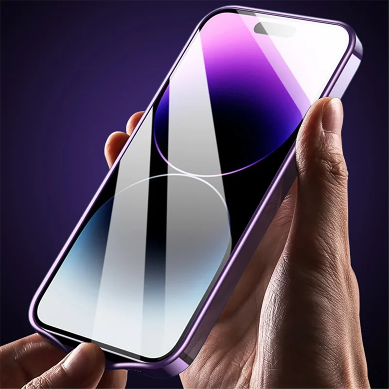 VOERO FöriPhone 14 Pro Max Magnetisk Mobilskal Anti-slit Glas Kamerafilm Skyddshölje Ställfot Elektropläterad TPU Skal - Silver