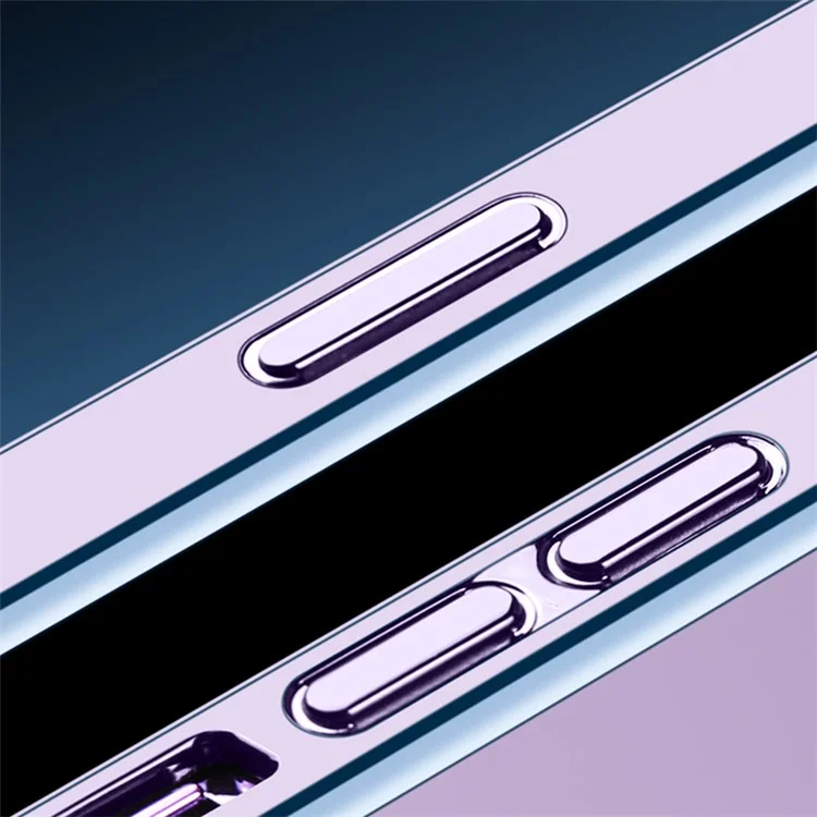 VOERO For iPhone 14 Pro Max Glass Camera Protection Film Kickstand Design Phone Case Electroplating TPU Phone Cover - Dark Purple