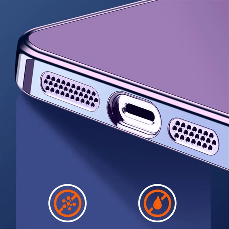 VOERO For iPhone 14 Pro Electroplating Phone Case Glass Camera Film Kickstand Soft TPU Cover - Dark Purple