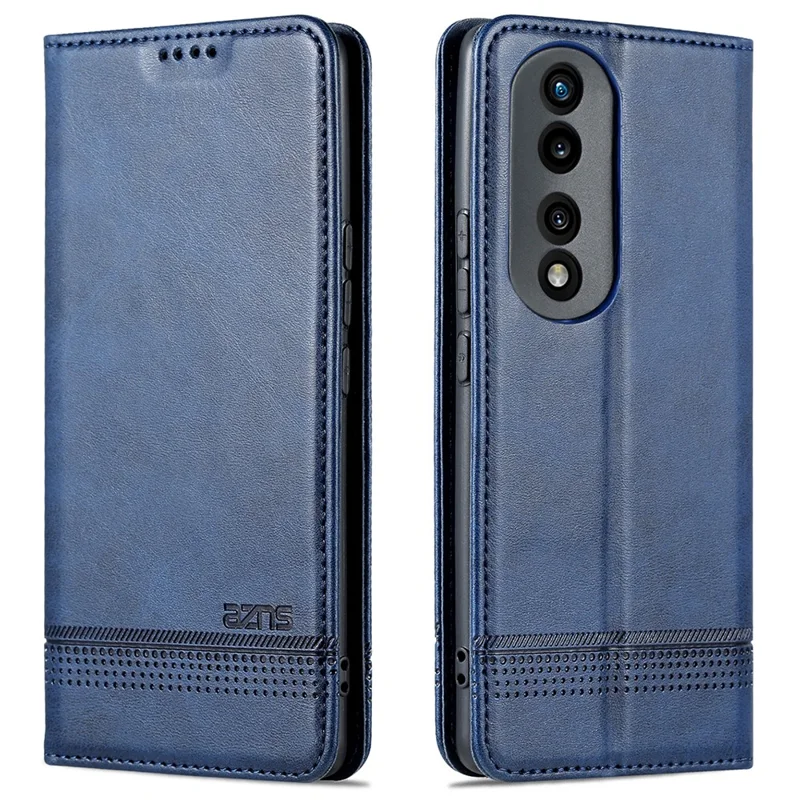 AZNS Etui na telefon Honor 90, etui skórzane PU z funkcją portfela i podstawką, ochronna obudowa antyrysik na smartfon - niebieski