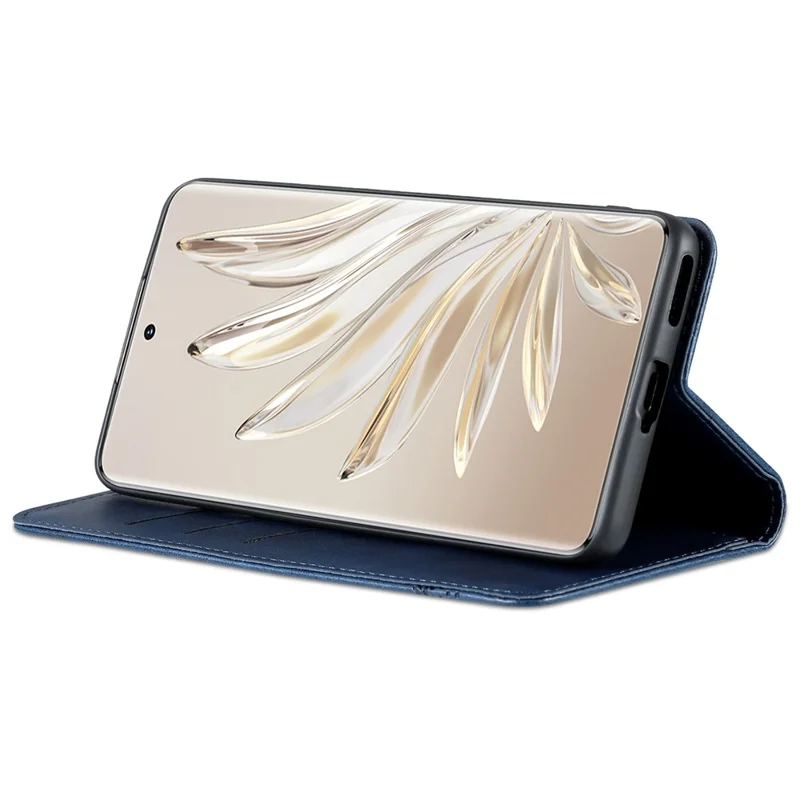 AZNS Etui na telefon Honor 90, etui skórzane PU z funkcją portfela i podstawką, ochronna obudowa antyrysik na smartfon - niebieski