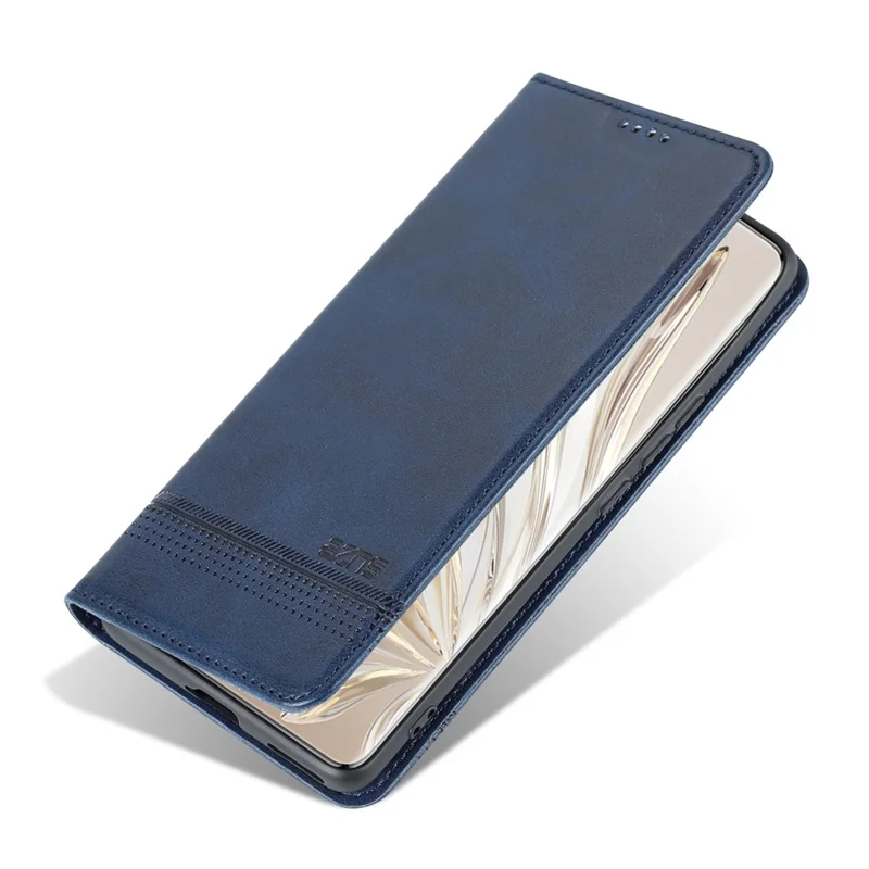 AZNS Etui na telefon Honor 90, etui skórzane PU z funkcją portfela i podstawką, ochronna obudowa antyrysik na smartfon - niebieski