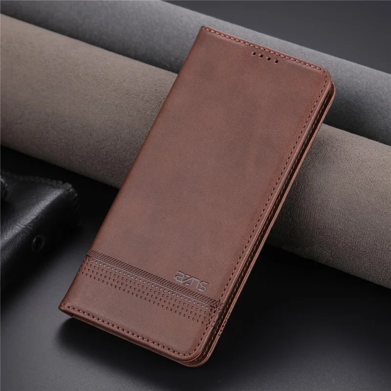 AZNS Phone Case for Honor 90 PU Leather Wallet Stand Anti-scratch Smartphone Cover - Coffee