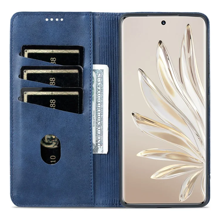 AZNS For Honor 90 Pro Anti-scratch Phone Case Wallet Stand PU Leder Smartphone Cover - Blau