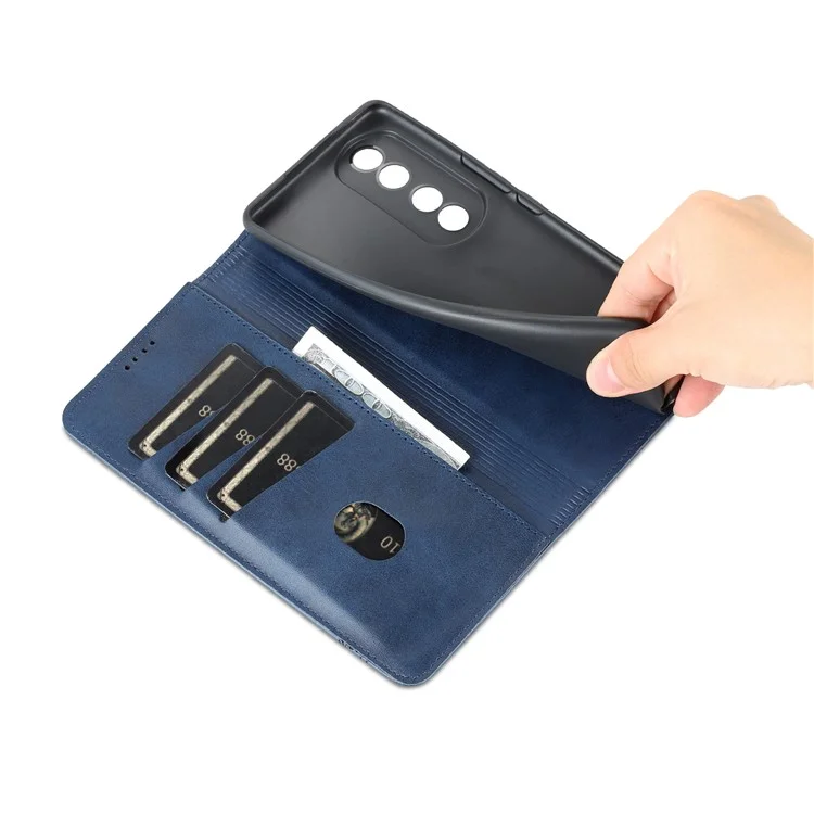 AZNS For Honor 90 Pro Anti-scratch Phone Case Wallet Stand PU Leder Smartphone Cover - Blau