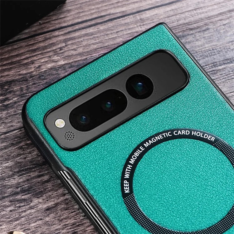 Чехол для смартфона Google Pixel Fold с магнитным креплением, кожаное покрытие, совместимый с MagSafe - зеленый