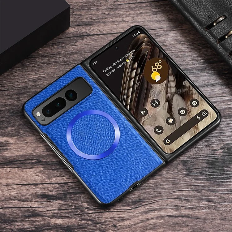 Для Чехол с магнитной застежкой для Google Pixel Fold, совместимый с MagSafe, из искусственной кожи + жесткой пластиковой оболочки, чехол для телефона - синий