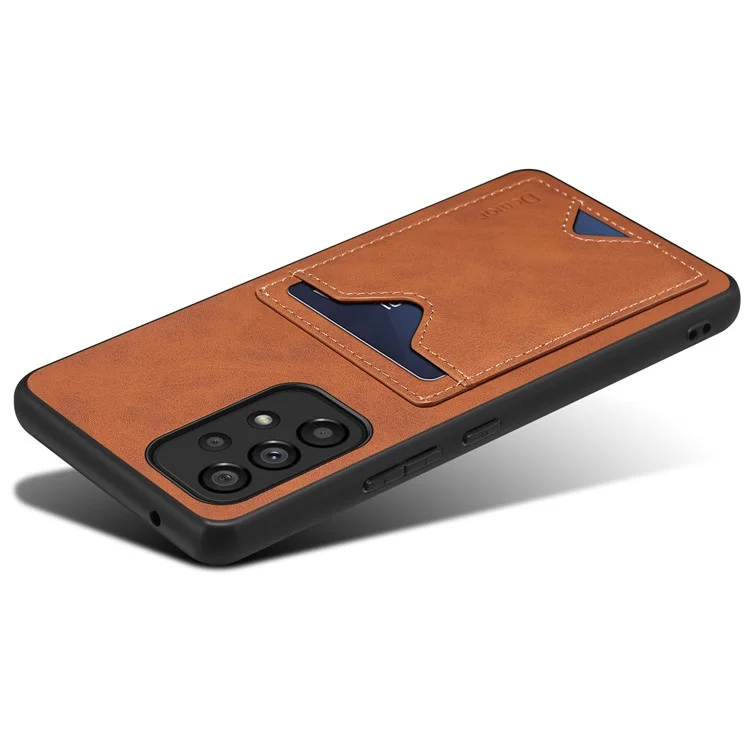 DENIOR Per Samsung Galaxy A23 5G (Versione Globale) / A23 4G Custodia Telefonica in Pelle PU con Slot per Schede e Supporto - Marrone