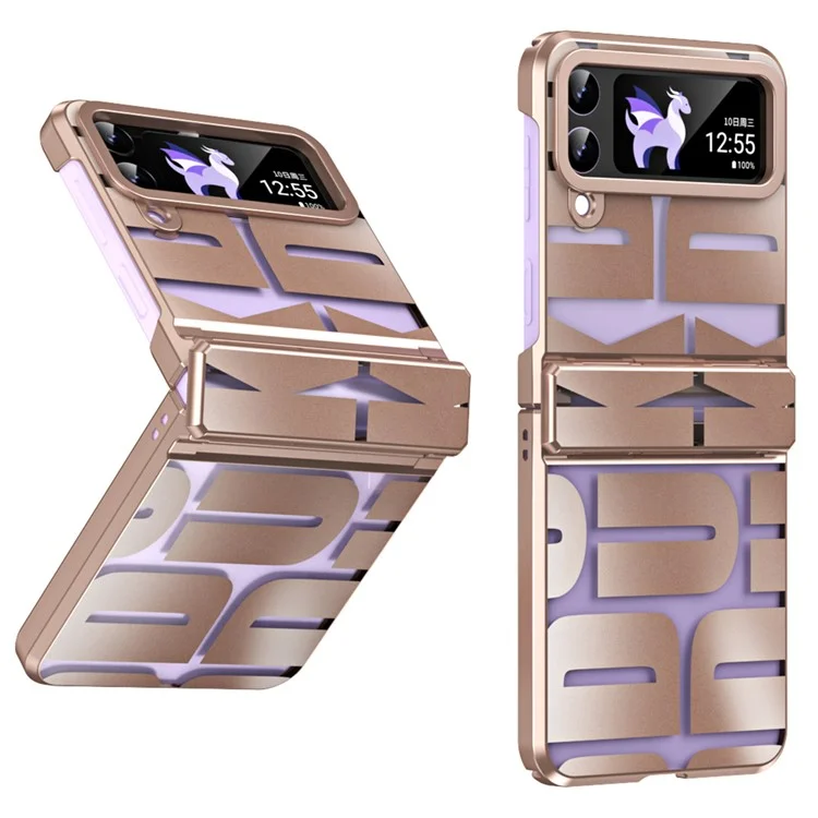 Для Samsung Galaxy Z Flip3 5G Hinde Protection Hard PC Cover Anti-scratch Electroplating Phone Case - Rose Gold