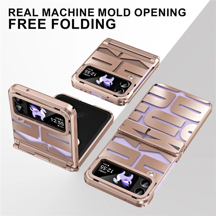Для Samsung Galaxy Z Flip3 5G Hinde Protection Hard PC Cover Anti-scratch Electroplating Phone Case - Rose Gold