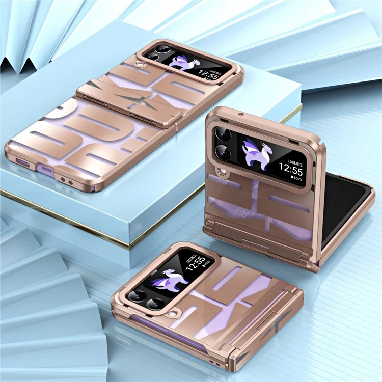 Для Samsung Galaxy Z Flip3 5G Hinde Protection Hard PC Cover Anti-scratch Electroplating Phone Case - Rose Gold