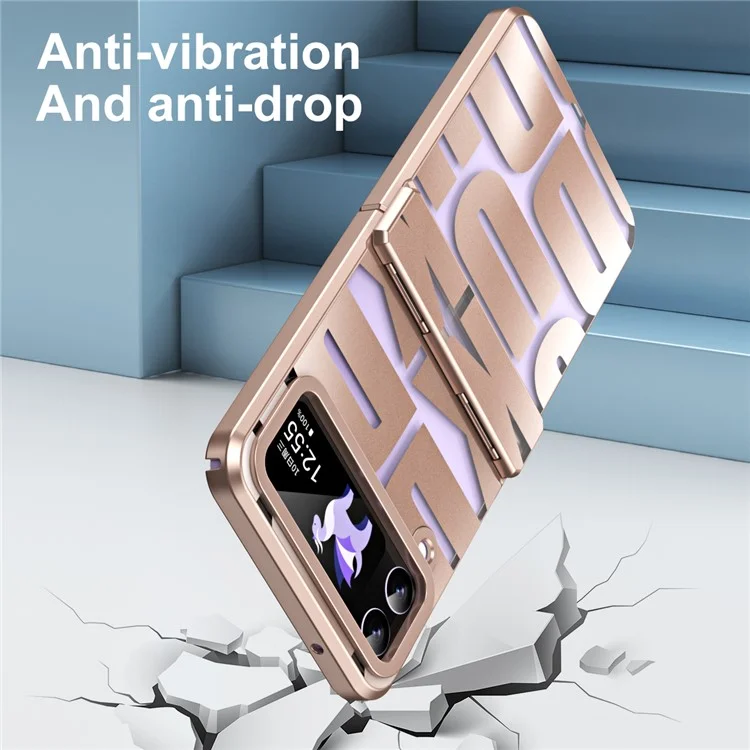 Для Samsung Galaxy Z Flip3 5G Hinde Protection Hard PC Cover Anti-scratch Electroplating Phone Case - Rose Gold