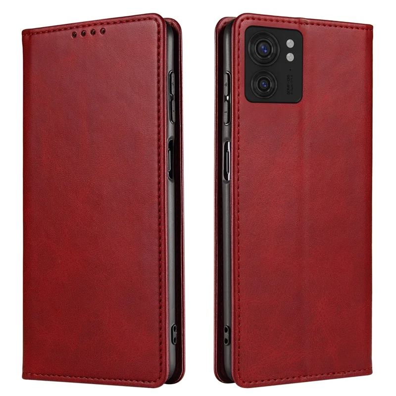 For Motorola Edge 40 5G PU Leather Stand Case Calf Texture Anti-drop Wallet Phone Cover - Red