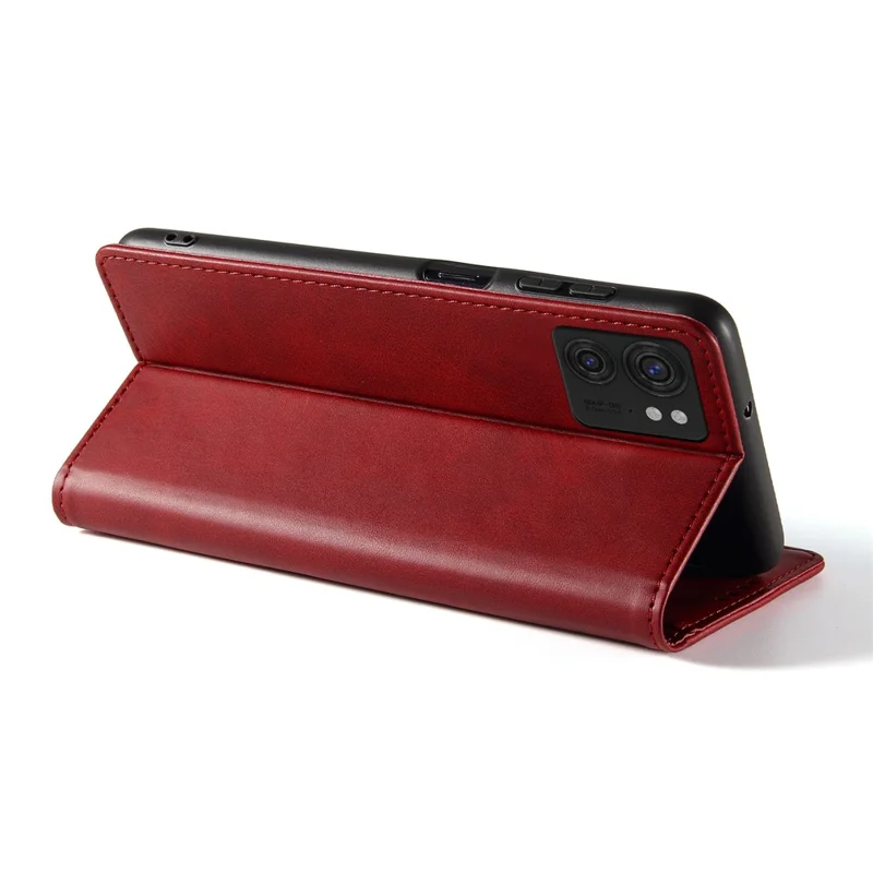 For Motorola Edge 40 5G PU Leather Stand Case Calf Texture Anti-drop Wallet Phone Cover - Red