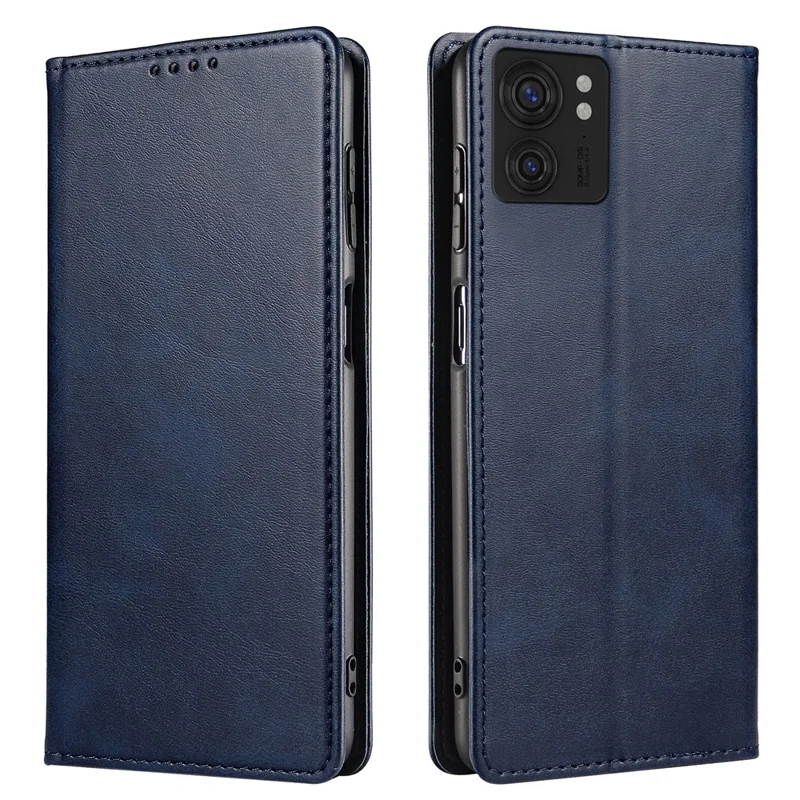 For Motorola Edge 40 5G PU Leather Stand Case Calf Texture Anti-drop Wallet Phone Cover - Blue